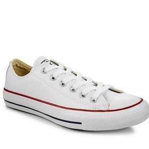 Leather white converse!!